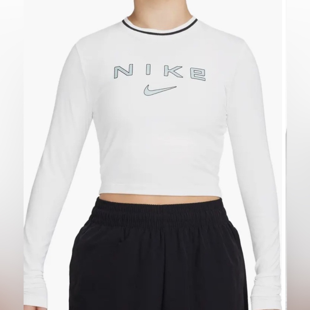 Nike White Long Sleeve Tee with Logo